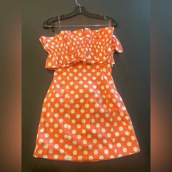Women’s coral polka dot dress - Picture 2 of 5